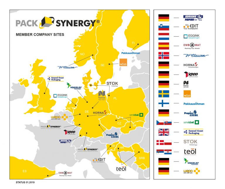 PackSynergy Standortkarte - Firmenstandorte (Stand: 05.02.2019)