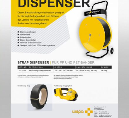 PackSynergy Strap Dispenser Abrollwagen für Umreifungsbänder, Bandumreifungsabrollwagen, Bandabrollwagen