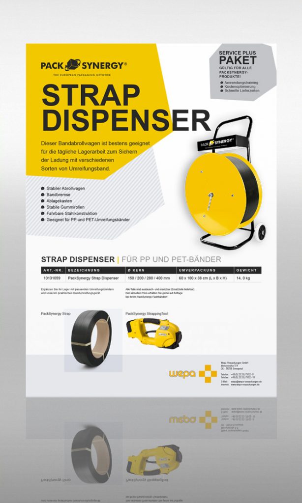PackSynergy Strap Dispenser Abrollwagen für Umreifungsbänder, Bandumreifungsabrollwagen, Bandabrollwagen