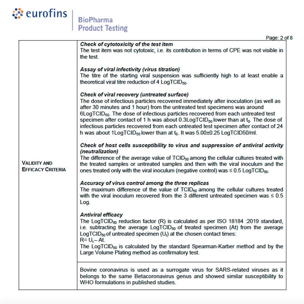 Excerpt of analytical report: AAI47546, Eurofins Number: STULV20AA2265-1