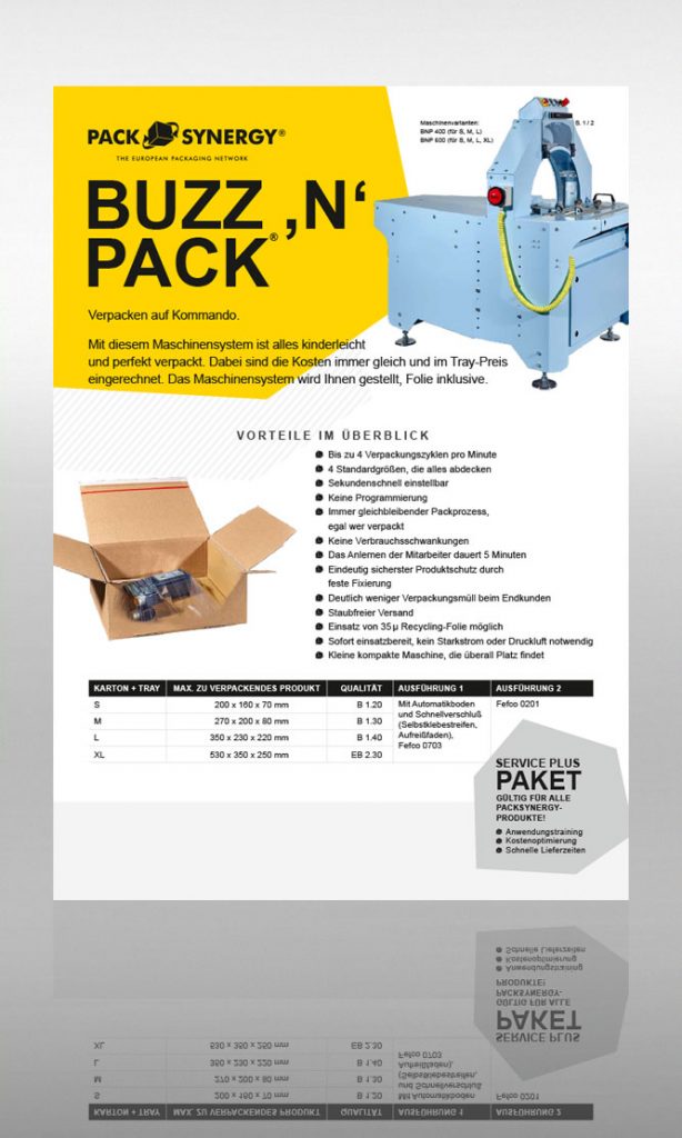 PackSynergy Buzz 'N' Pack Flyer