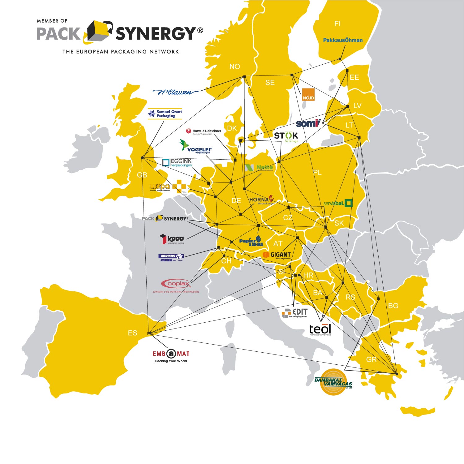 PackSynergy Members Map (Quelle: PackSynergy), Stand: 01.04.2023